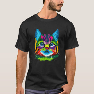 Cat colourful head cute colourful kitten's face ra T-Shirt