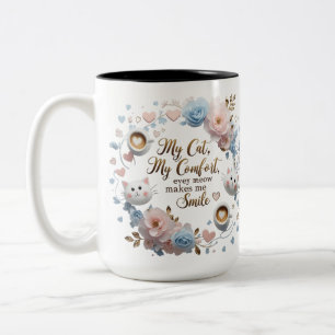 Cat Comfort Two-Tone Mug – 15 oz Heartfelt Meow