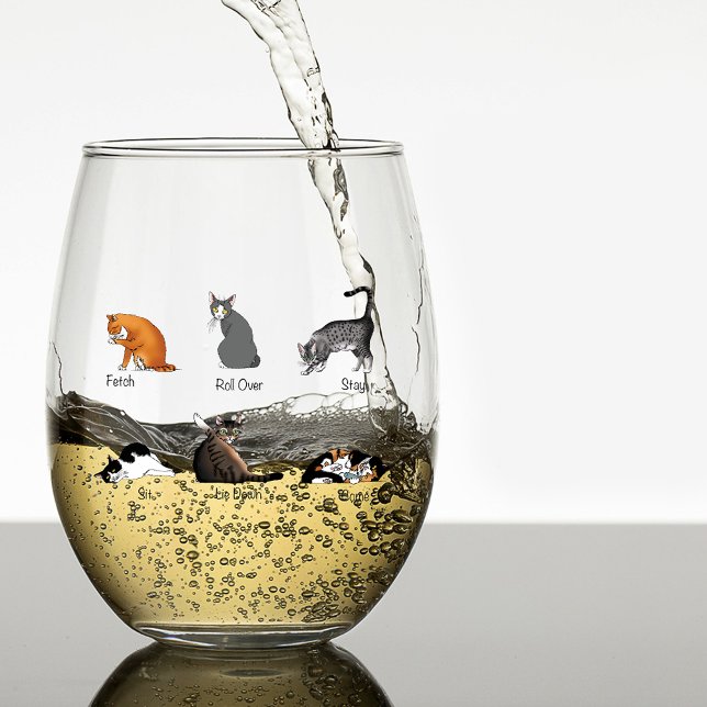 Cat Commands Stemless Wine Glass (Creator Uploaded)