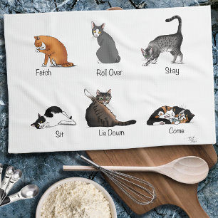 Cat Commands Tea Towel