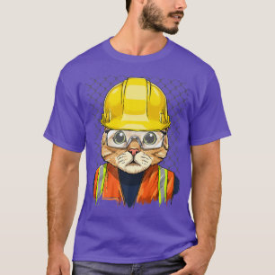 Cat Construction Worker Feline Cat Kitten  T-Shirt