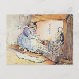 Cat Cooking by the Fire Recipe Card