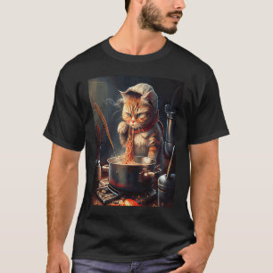 Cat Cooking Noodles T-Shirt