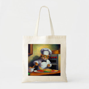 Cat Cooking Spaghetti Tote Bag