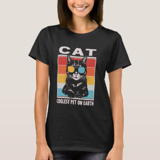 Cat Coolest Pet On Earth Retro Sunglasses Funny Ca T-Shirt