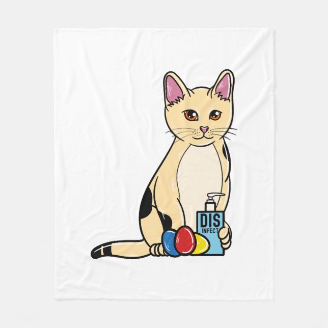 Cat Corona Easter Fleece Blanket (Front)