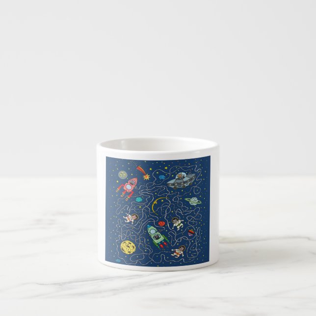 cat cosmos cosmonaut rocket espresso cup (Front)