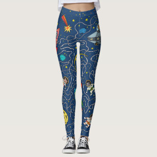 Cat cosmos cosmonaut rocket leggings