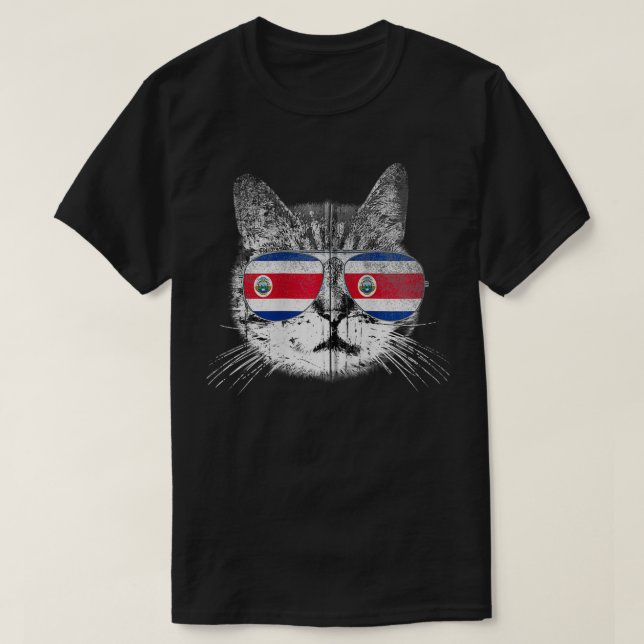 Cat  Costa Rica Flag Country Retro Men Women Kids  T-Shirt (Design Front)