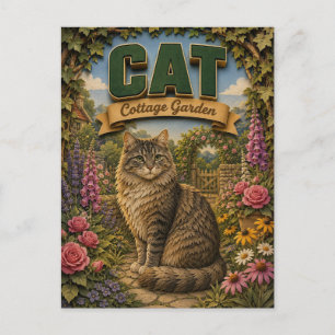 Cat Cottage Garden POPCUT Postcard