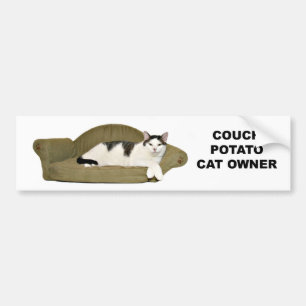 Cat couch potato bumper sticker