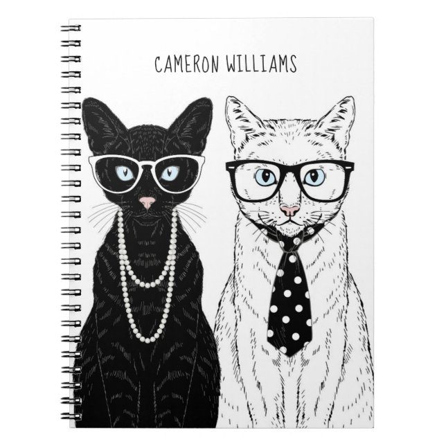 Cat Couple | Add Your Name Notebook (Front)