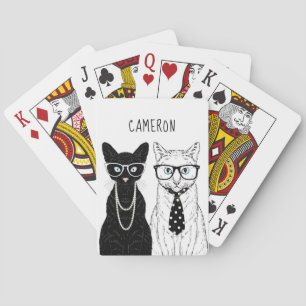 Cat Couple Add Your Name Playing Cards