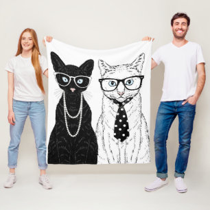 Cat Couple Fleece Blanket