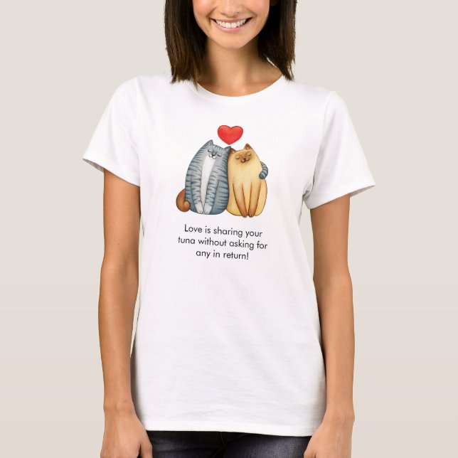 Cat Couple Lovers Cute Funny Happy Valentine's Day T-Shirt (Front)