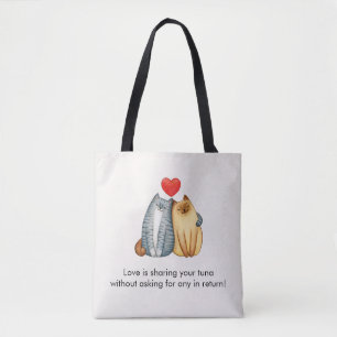 Cat Couple Lovers Cute Funny Happy Valentine's Day Tote Bag
