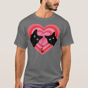 Cat Couple Retro Vintage Funny Black Cat Valentin T-Shirt