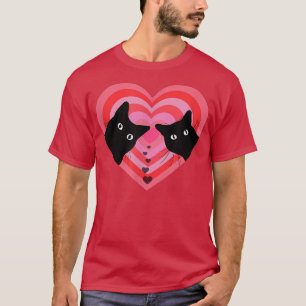 Cat Couple Retro Vintage Funny Black Cat Valentin T-Shirt