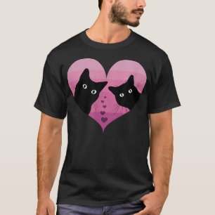 Cat Couple Retro Vintage Funny Black Cat Valentin T-Shirt