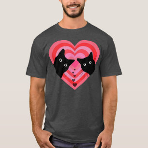 Cat Couple Retro Vintage Funny Black Cat Valentin T-Shirt