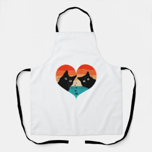 Cat Couple Retro Vintage Shirt Funny Black Cat Val Apron