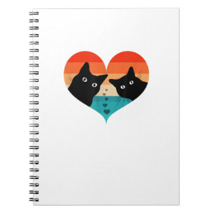 Cat Couple Retro Vintage Shirt Funny Black Cat Val Notebook