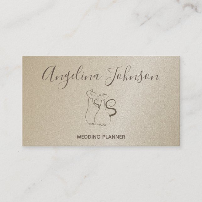 Cat Couple Sketch Gold Professional Business Card (Front)