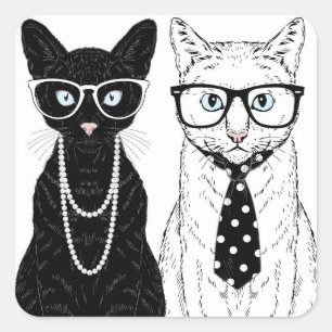 Cat Couple Square Sticker