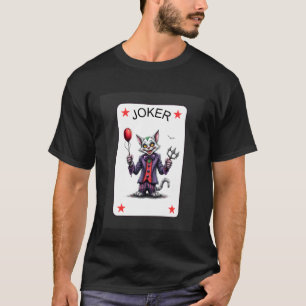 Cat Court Jester Clown Playing Card Lazy Halloween T-Shirt