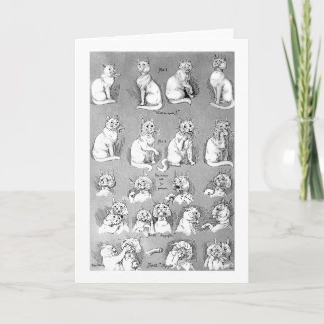 Cat, Courtship & Marriage, Bride, Louis Wain Card (Front)