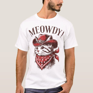 Cat Cowboy Face Meowdy Kitten Kitty Western T-Shirt