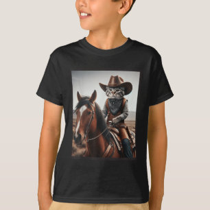 Cat Cowboy Funny Cats Kitten Riding Horse Cowboy H T-Shirt