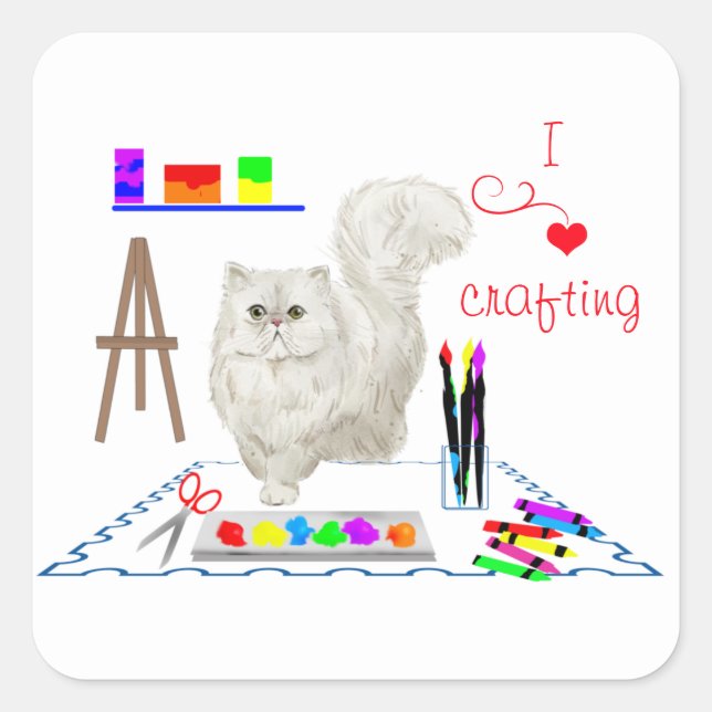 Cat Craft Room Art Studio Square Sticker (Front)