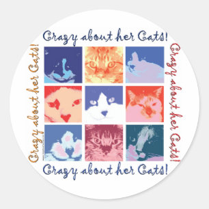 Cat Crazy Classic Round Sticker