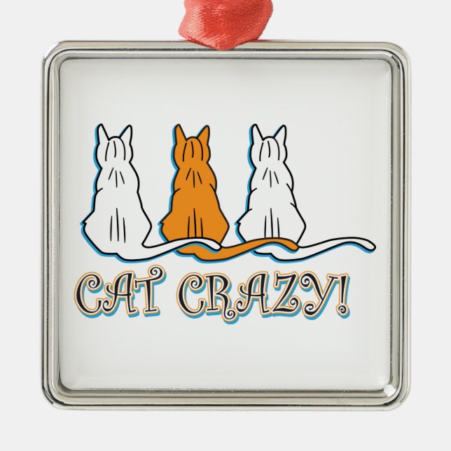 Cat Crazy Orange Tabby Cats Metal Tree Decoration (Front)