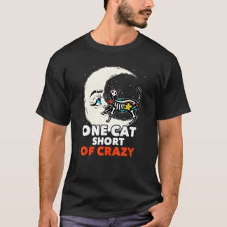 Cat Crazy Sugar Skull Moon Mexican Chicano Feline  T-Shirt