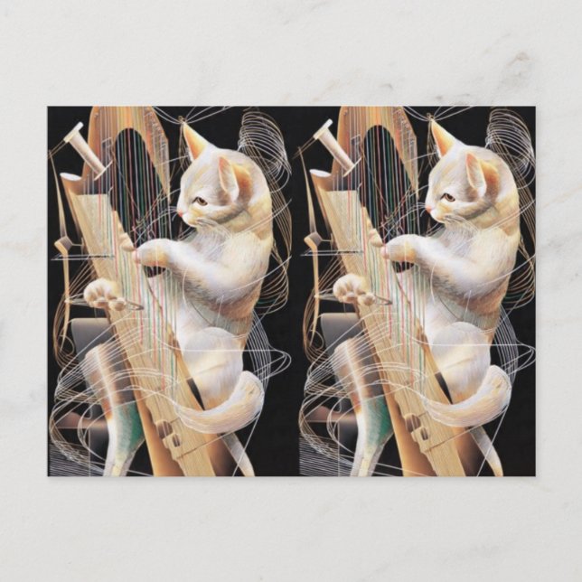Cat Crescendo – Surrealist Art Postcard (Front)