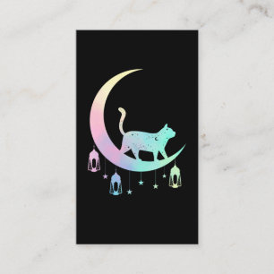 Cat Crescent Moon Horoscope Pastel Goth Wicca Business Card