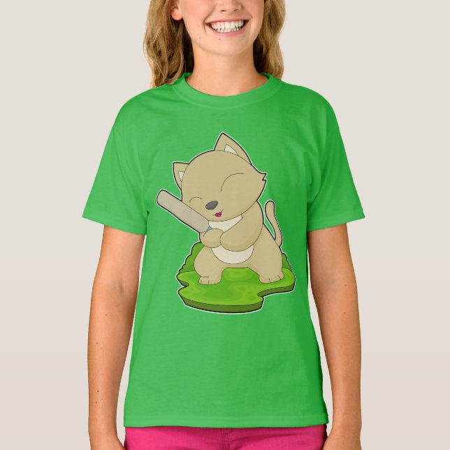 Cat Cricket Cricket bat T-Shirt (Front)