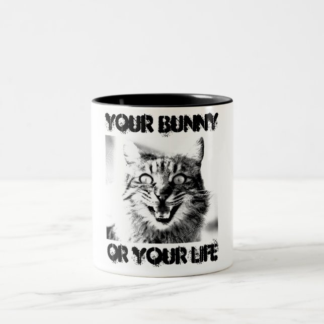Cat Criminals Your Bunny Or Your Life Spoof   Two-Tone Coffee Mug (Center)