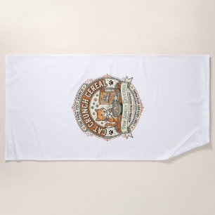 Cat Crunch Cereal Cat Breakfast Cereal Box Cat Vin Beach Towel
