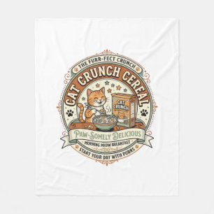 Cat Crunch Cereal Cat Breakfast Cereal Box Cat Vin Fleece Blanket