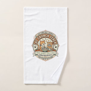 Cat Crunch Cereal Cat Breakfast Cereal Box Cat Vin Hand Towel