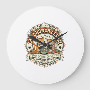 Cat Crunch Cereal Cat Breakfast Cereal Box Cat Vin Large Clock