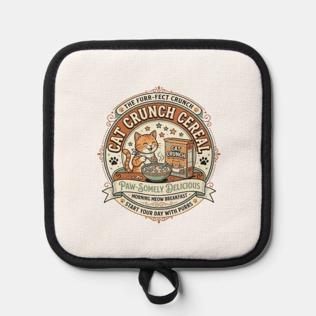 Cat Crunch Cereal Cat Breakfast Cereal Box Cat Vin Pot Holder (Front)