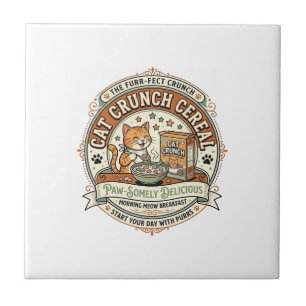 Cat Crunch Cereal Cat Breakfast Cereal Box Cat Vin Tile