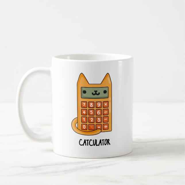 Cat-culator Funny Calculator Pun  Coffee Mug (Left)