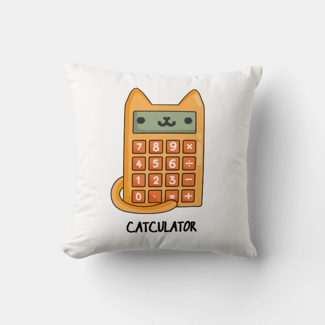 Cat-culator Funny Calculator Pun  Cushion (Front)
