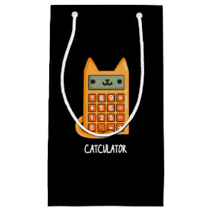Cat-culator Funny Calculator Pun Dark BG Small Gift Bag