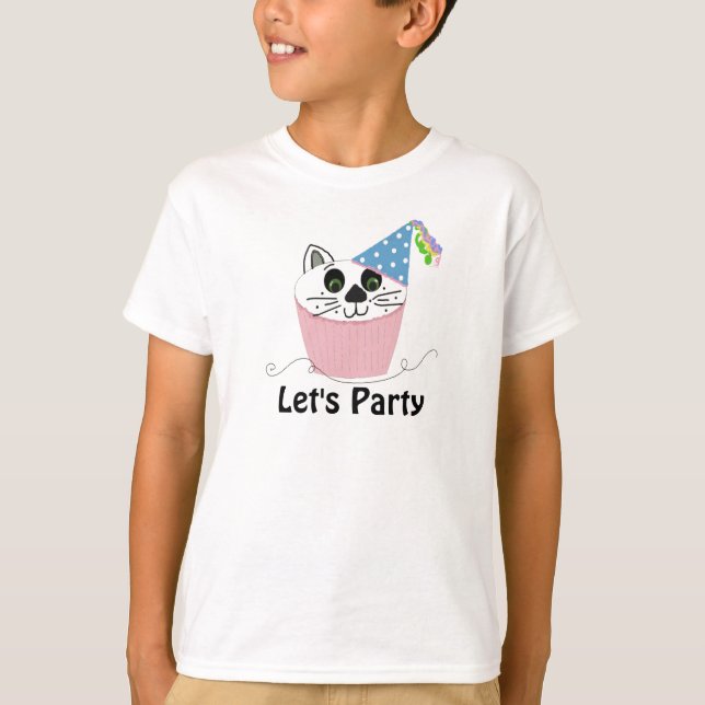 Cat Cupcake Birthday Design T-Shirt (Front)